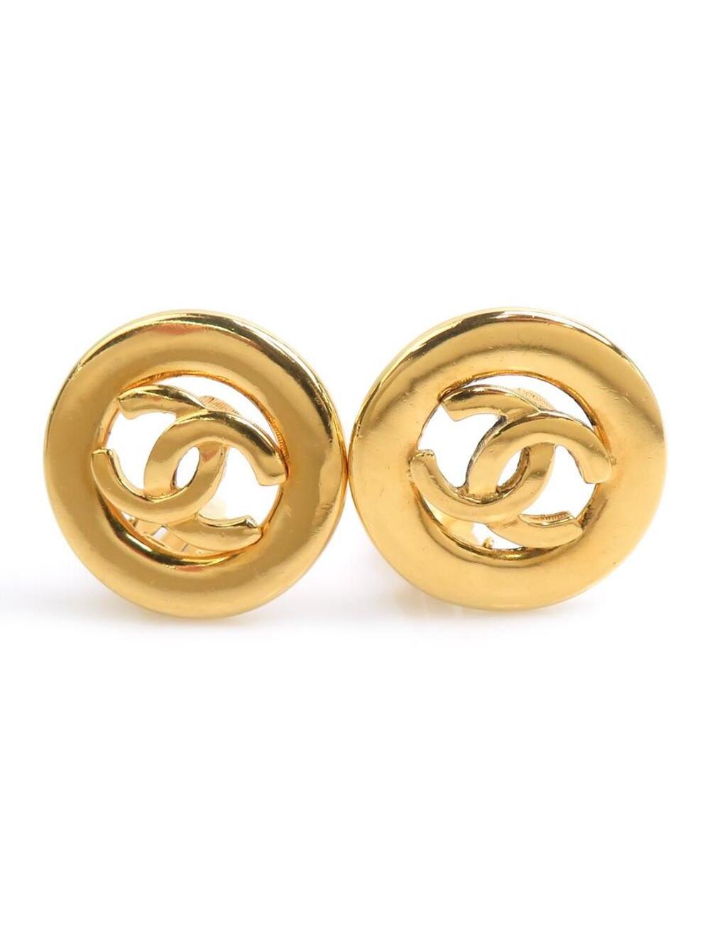 Auth Chanel Cc Logo Earrings Gold Metal #345750C30B